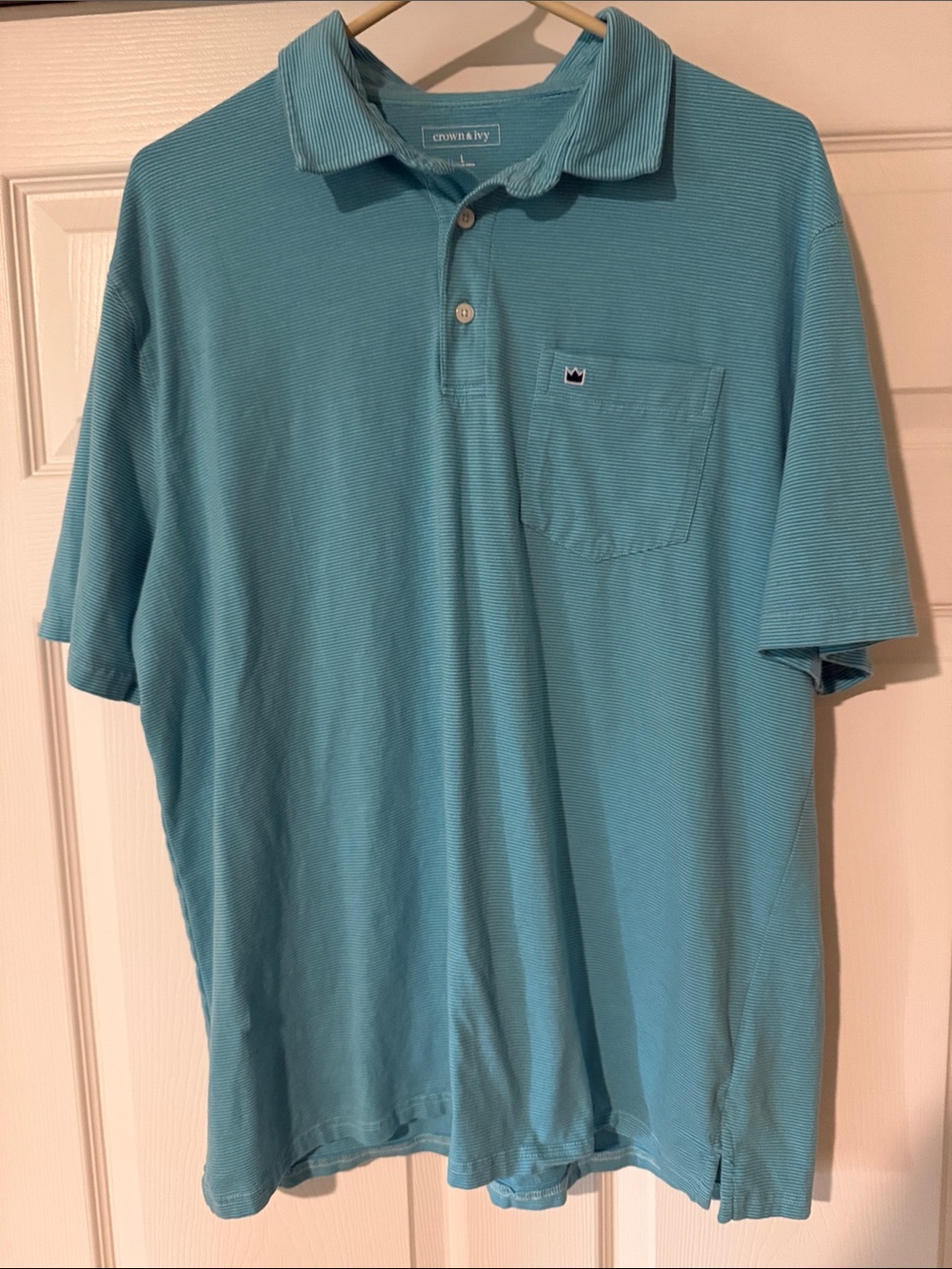 crown & ivy Light Teal Short-Sleeve Polo with Chest Pocket